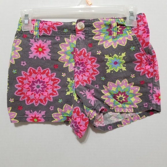 Old Navy shorts 14 Printed Linen Knight Time floral mandala print adjustable - Picture 1 of 16